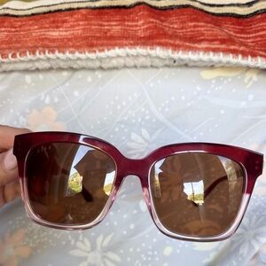 Diff Bella red sunglasses with gold siding /over sized fit